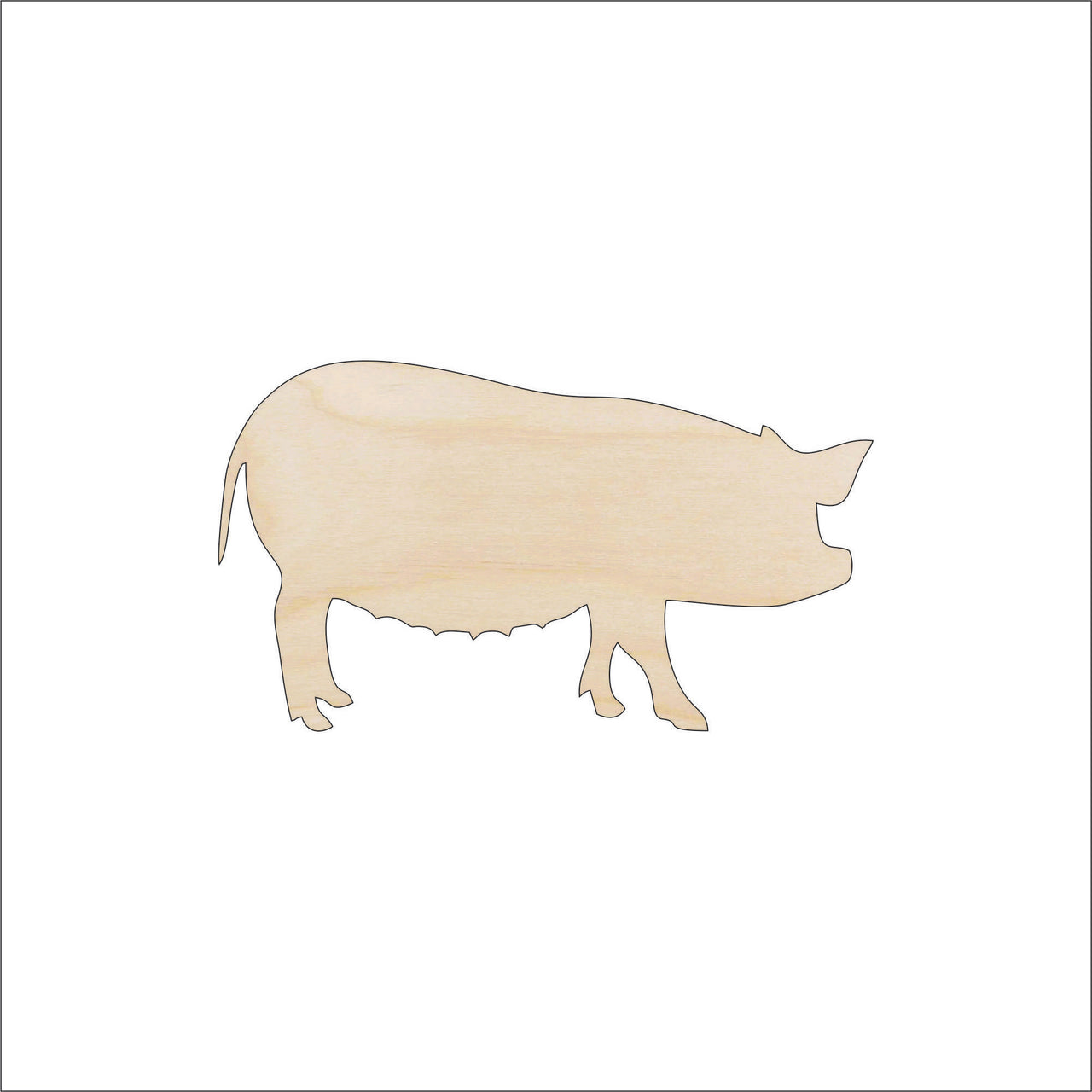 Pig Wood Craft Shape - Laser Cut Baltic Birch Unfinished DIY Wood Art Supplies PIG11 - The Wood Shape Store