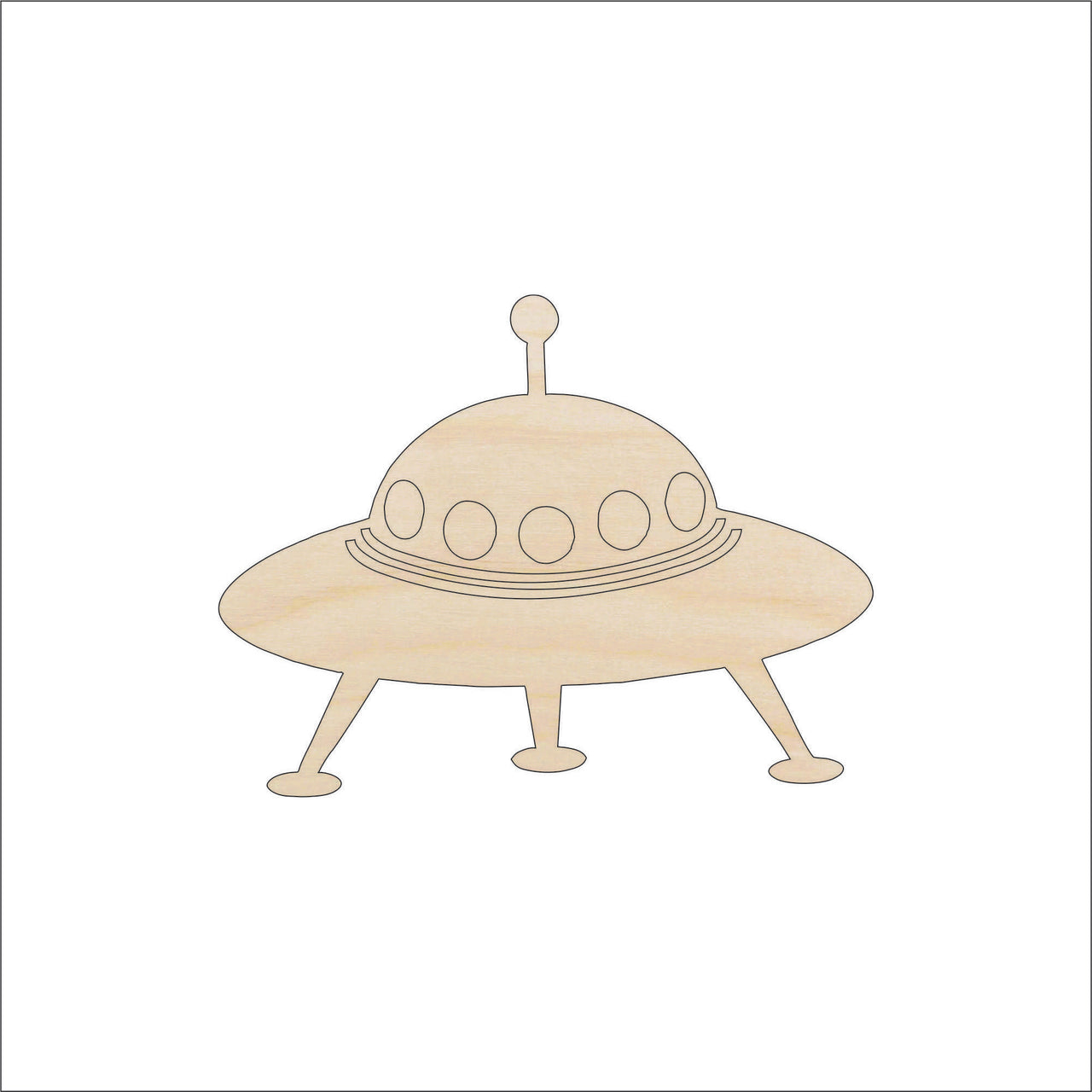 UFO Wood Craft Shape - Laser Cut Baltic Birch Unfinished DIY Wood Art Supplies SPC58 - The Wood Shape Store