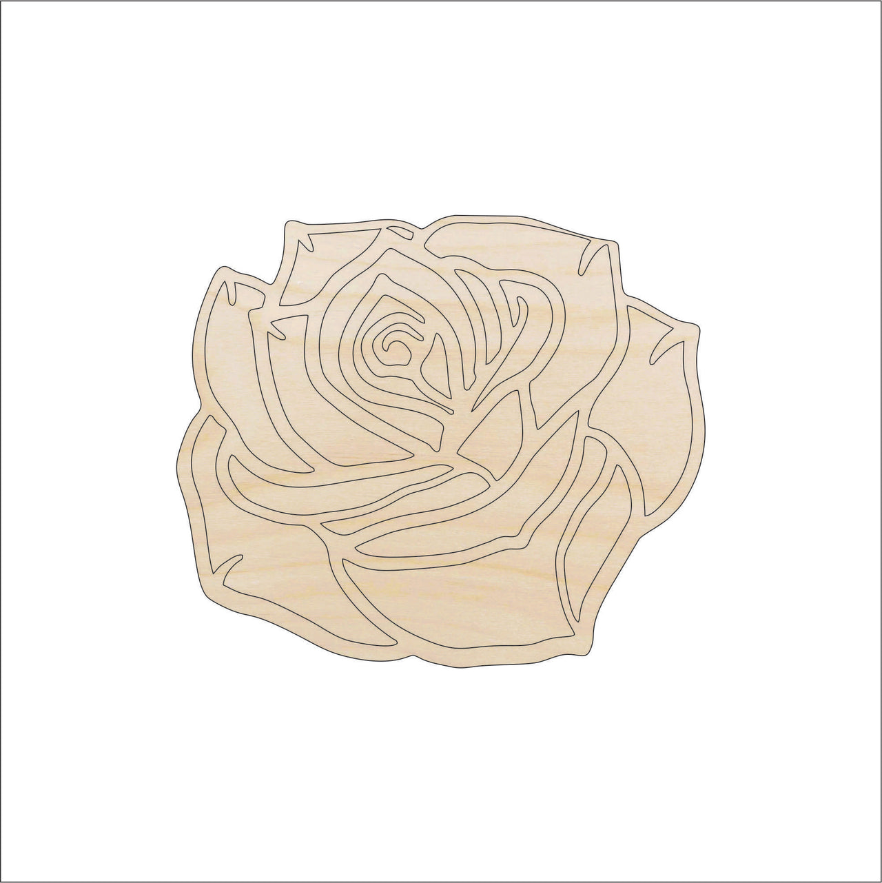 Rose Flower Wood Craft Shape - Laser Cut Baltic Birch Unfinished DIY Wood Art Supplies FLR70 - The Wood Shape Store