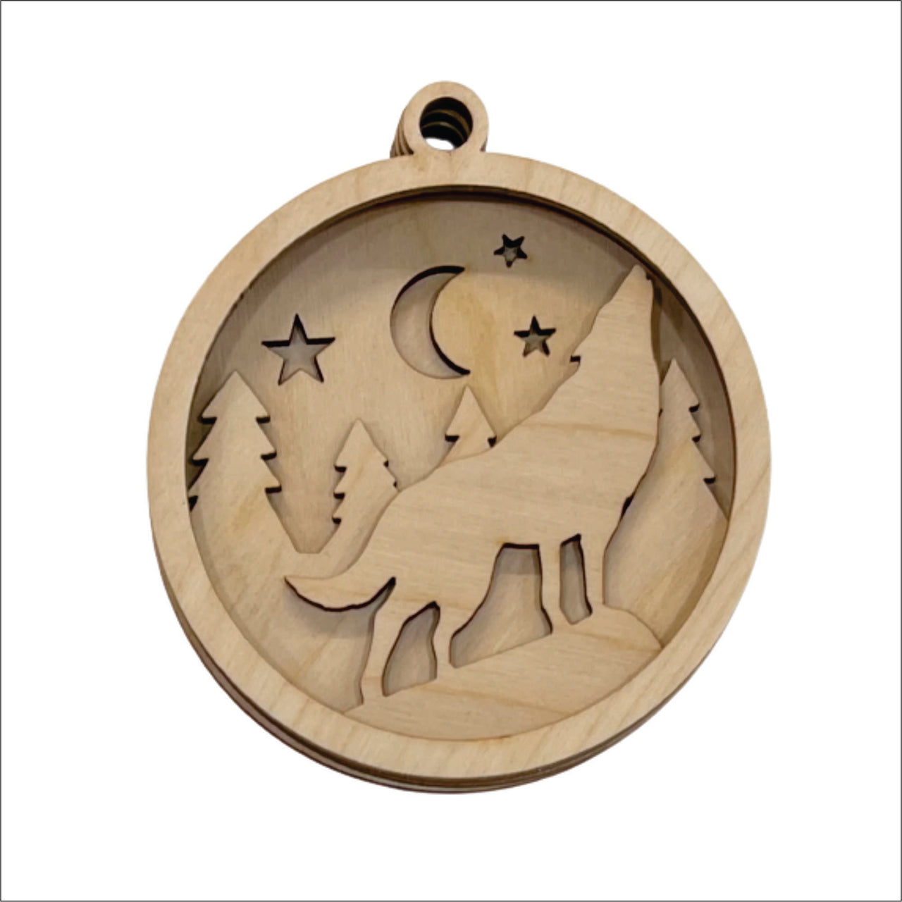 Wolf 3D Laser Cut Ornament – Baltic Birch Wood Craft Supplies | DIY Wood Ornament Kit AN14 - The Wood Shape Store