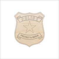 Police Badge Wood Craft Shape – Laser Cut Baltic Birch Unfinished DIY Wood Art Supplies BDG4 - The Wood Shape Store