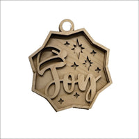 Joy 3D Laser Cut Ornament – Baltic Birch Wood Craft Supplies | DIY Wood Ornament Kit XM53 - The Wood Shape Store