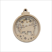 Deer 3D Laser Cut Ornament – Baltic Birch Wood Craft Supplies | DIY Wood Ornament Kit AN36 - The Wood Shape Store