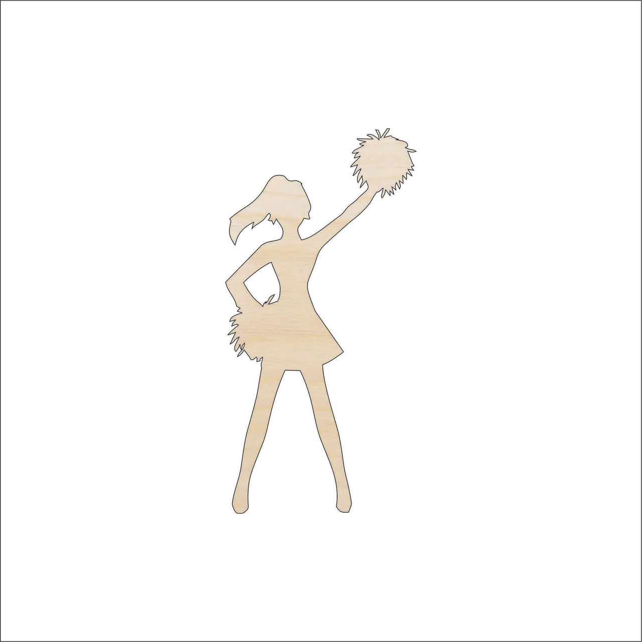 Cheerleader Wood Craft Shape - Laser Cut Baltic Birch Unfinished DIY Wood Art Supplies SPT159 - The Wood Shape Store