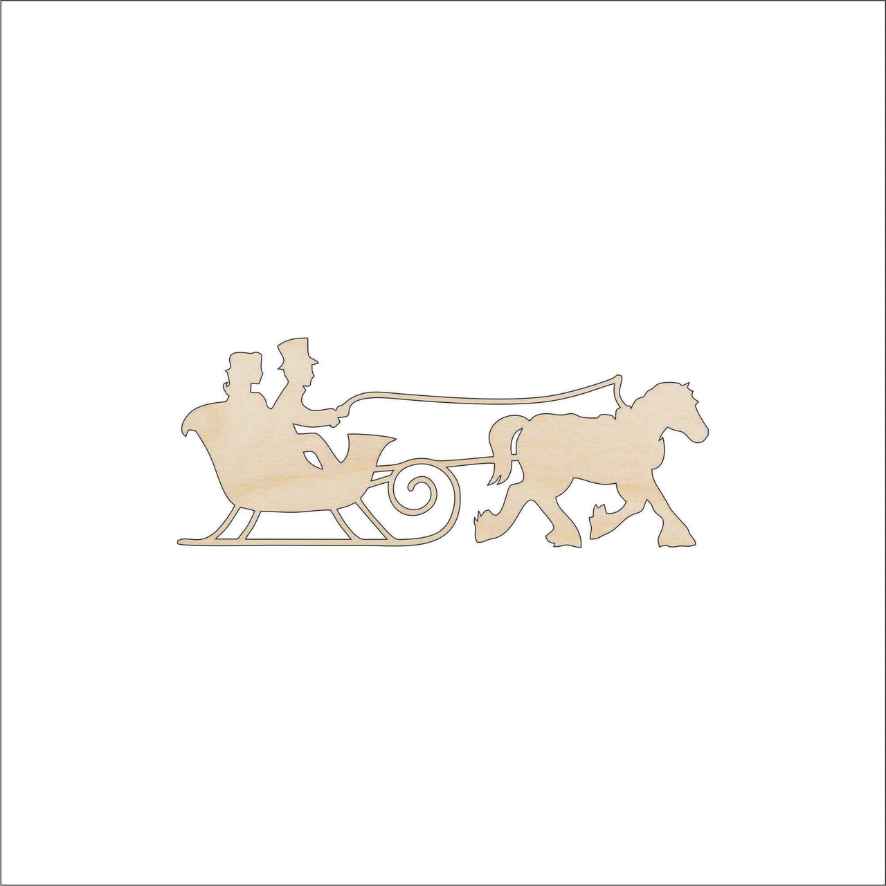 Sleigh Wood Craft Shape - Laser Cut Baltic Birch Unfinished DIY Wood Art Supplies XMS267 - The Wood Shape Store