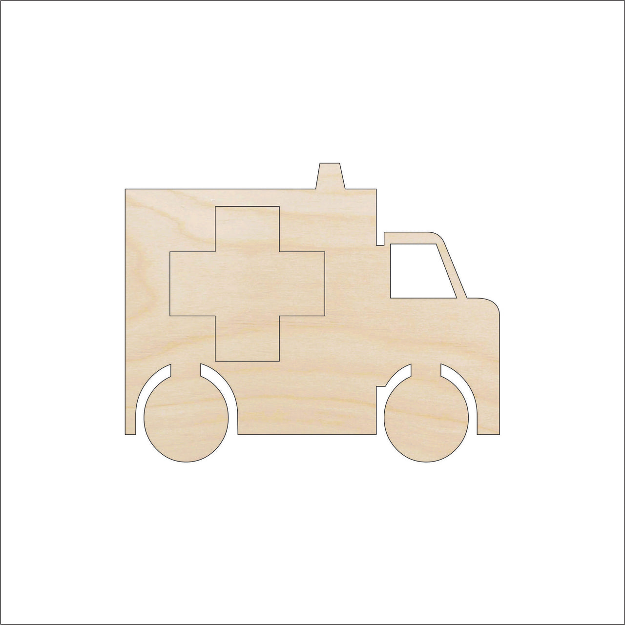 Ambulance Wood Craft Shape - Laser Cut Baltic Birch Unfinished DIY Wood Art Supplies CAR11 - The Wood Shape Store