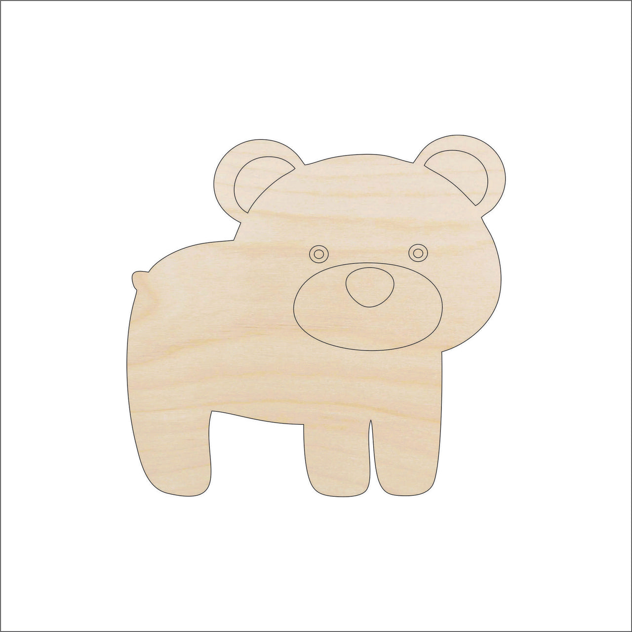 Bear Wood Craft Shape – Laser Cut Baltic Birch Unfinished DIY Wood Art Supplies BER7 - The Wood Shape Store