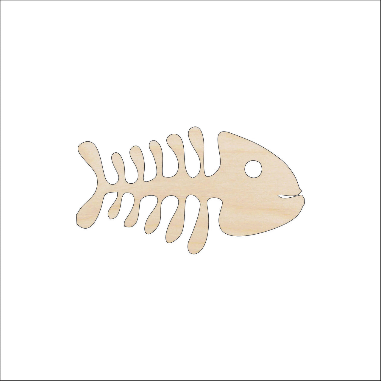 Fish Skeleton Wood Craft Shape - Laser Cut Baltic Birch Unfinished DIY Wood Art Supplies FSH41 - The Wood Shape Store