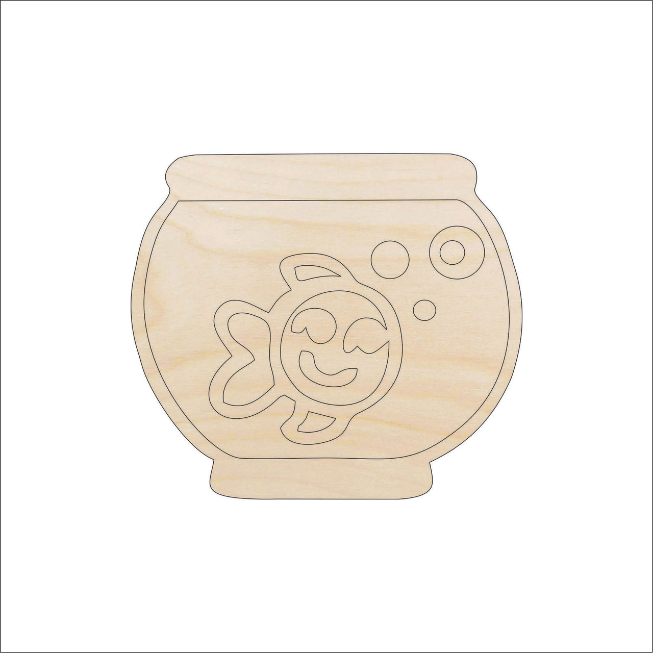Fishbowl Wood Craft Shape - Laser Cut Baltic Birch Unfinished DIY Wood Art Supplies FSH4 - The Wood Shape Store