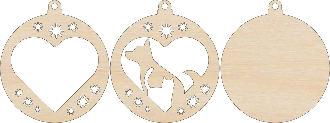 Cat & Dog 3D Laser Cut Ornament – Baltic Birch Wood Craft Supplies | DIY Wood Ornament Kit AN16 - The Wood Shape Store