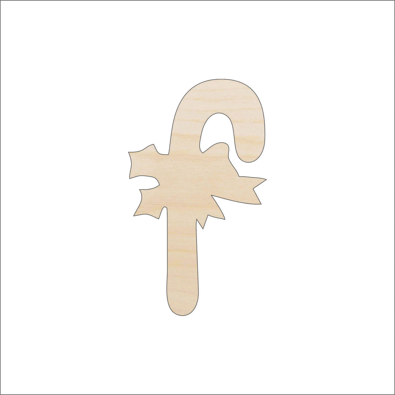 Candy Cane Wood Craft Shape - Laser Cut Baltic Birch Unfinished DIY Wood Art Supplies XMS128 - The Wood Shape Store