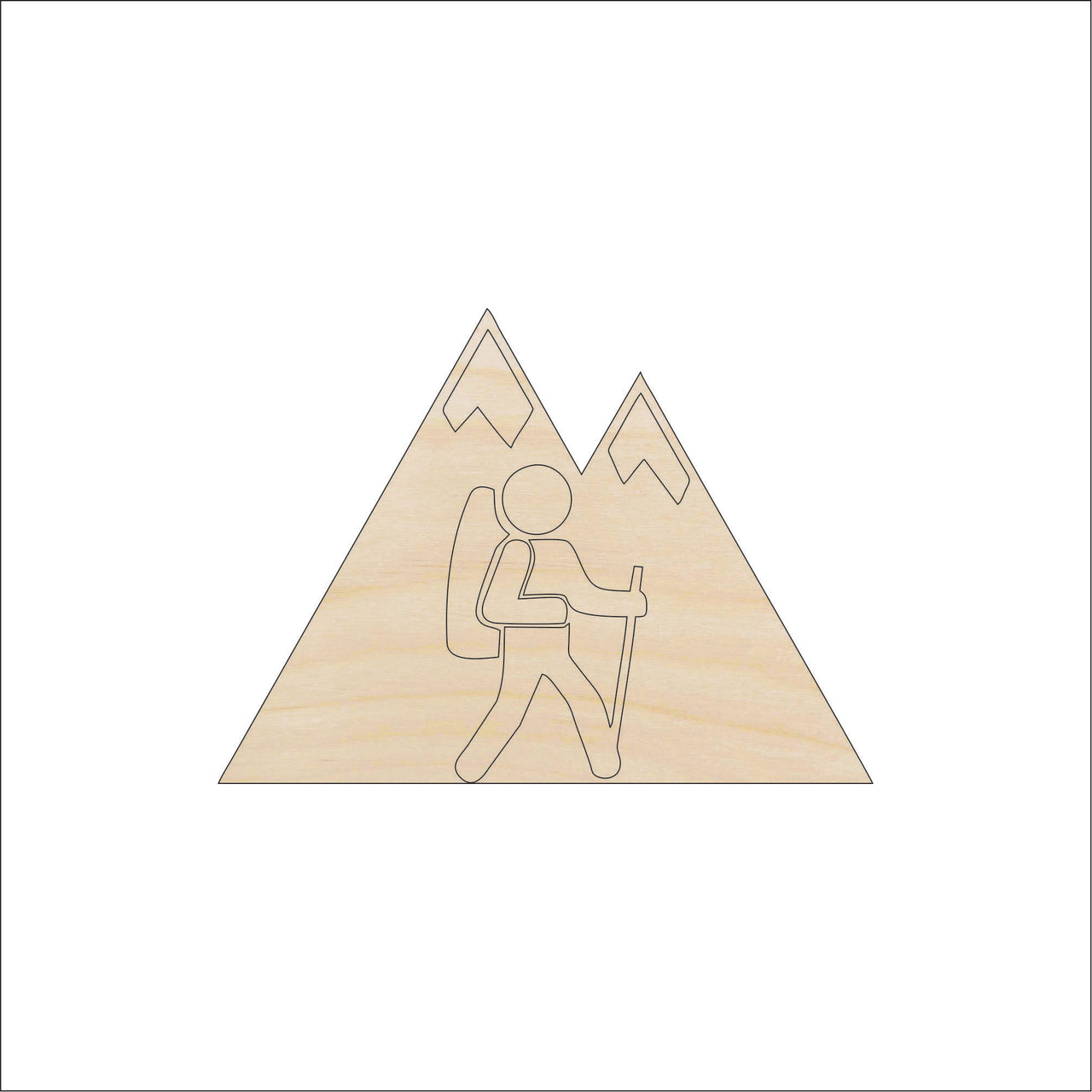 Hiking Wood Craft Shape - Laser Cut Baltic Birch Unfinished DIY Wood Art Supplies SPT249 - The Wood Shape Store