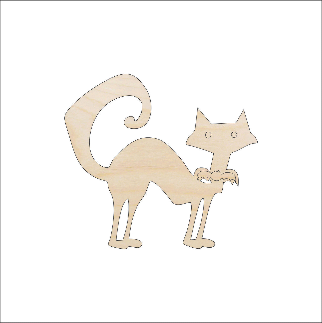 Cat Wood Craft Shape - Laser Cut Baltic Birch Unfinished DIY Wood Art Supplies FAL66 - The Wood Shape Store