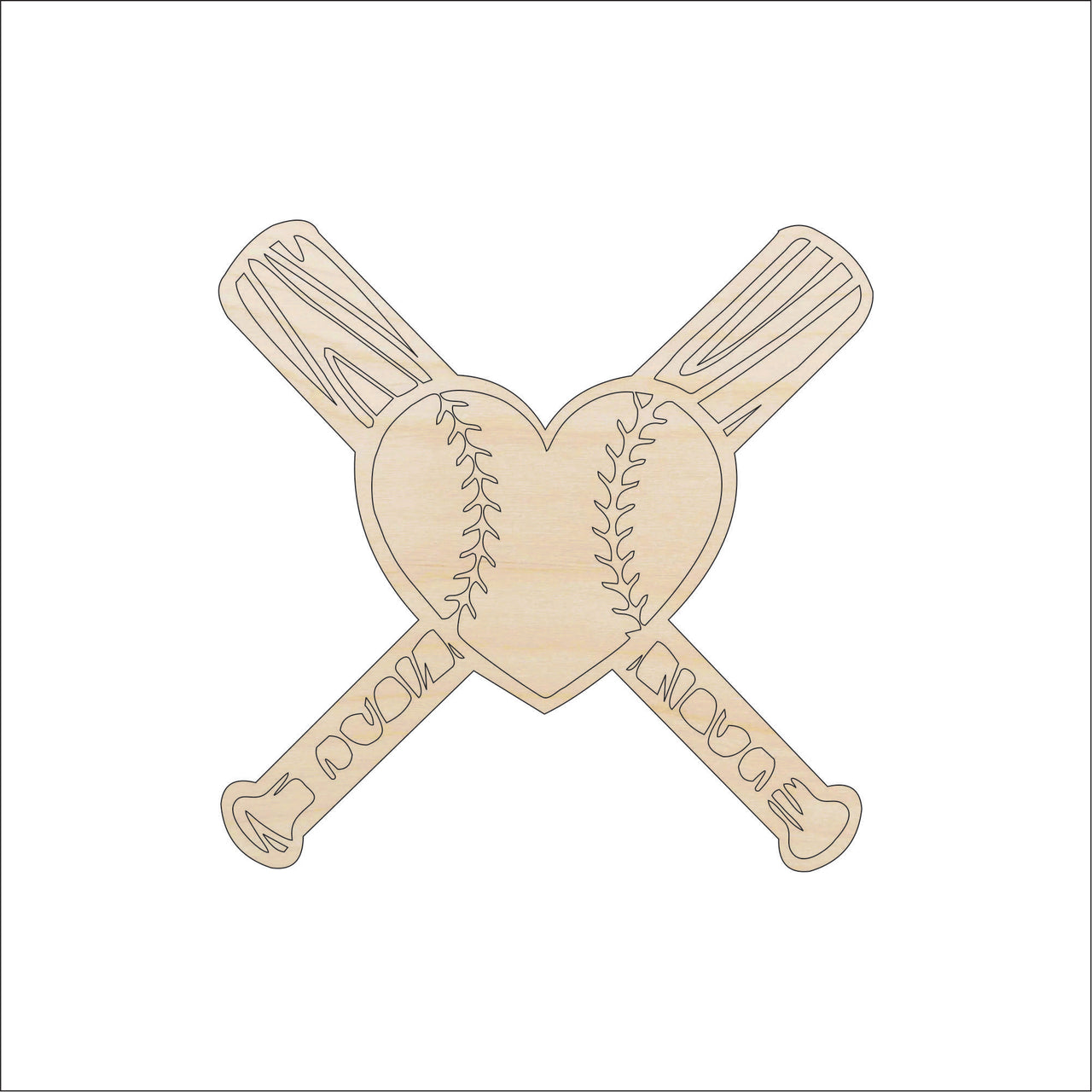 Baseball Bat Wood Craft Shape – Laser Cut Baltic Birch Unfinished DIY Wood Art Supplies SPT658 - The Wood Shape Store