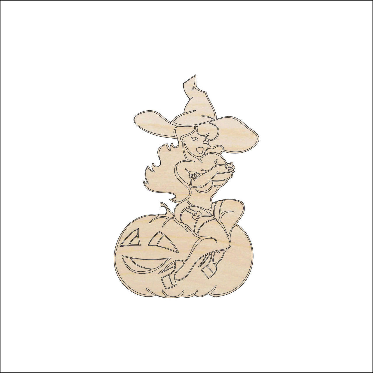 Witch Wood Craft Shape - Laser Cut Baltic Birch Unfinished DIY Wood Art Supplies FAL73 - The Wood Shape Store