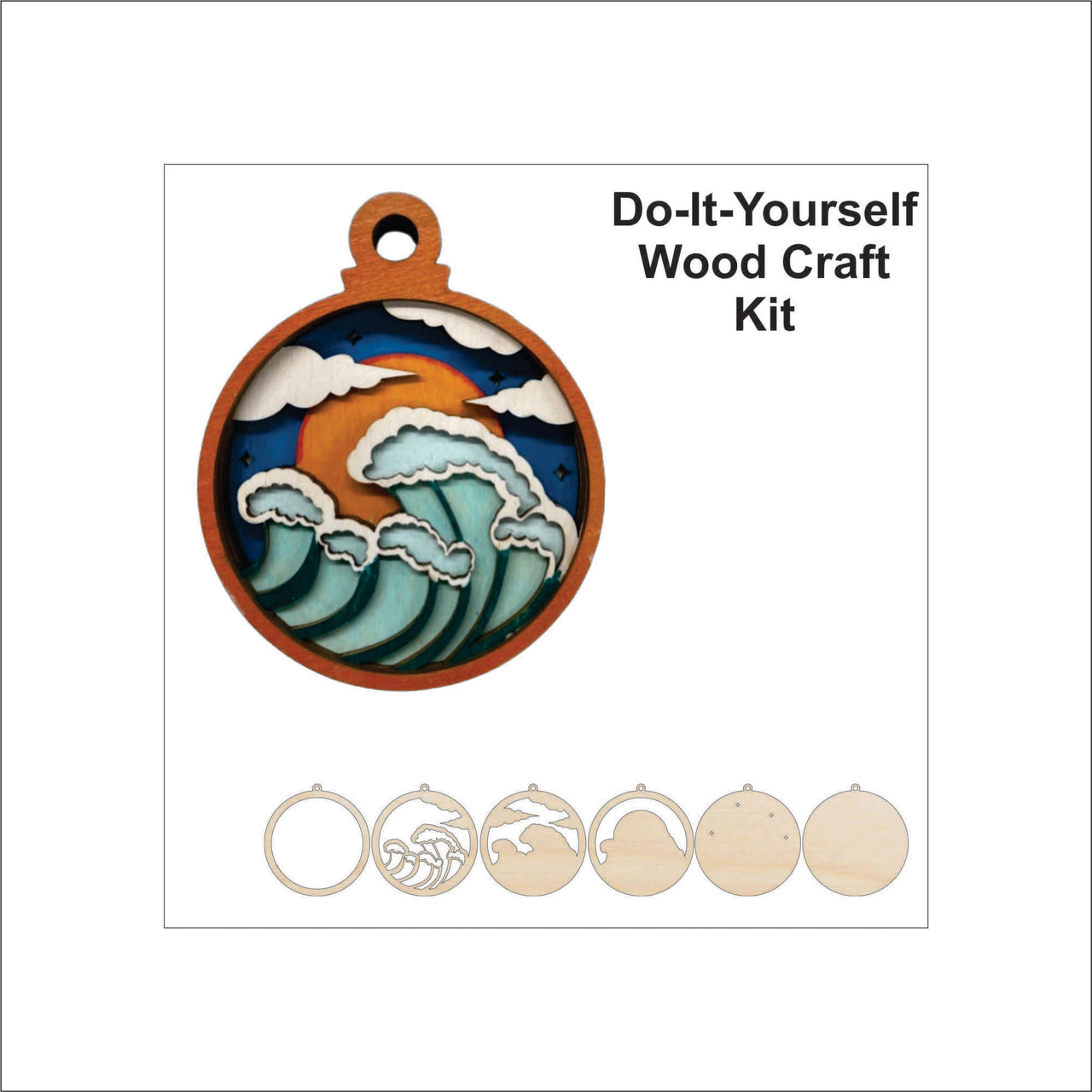 Ocean 3D Laser Cut Ornament Ocean – Baltic Birch Wood Craft Supplies | DIY Kit BC2 - The Wood Shape Store