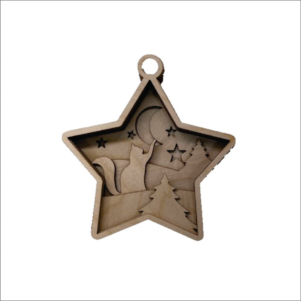 Cat 3D Laser Cut Ornament – Baltic Birch Wood Craft Supplies | DIY Wood Ornament Kit AN52 - The Wood Shape Store