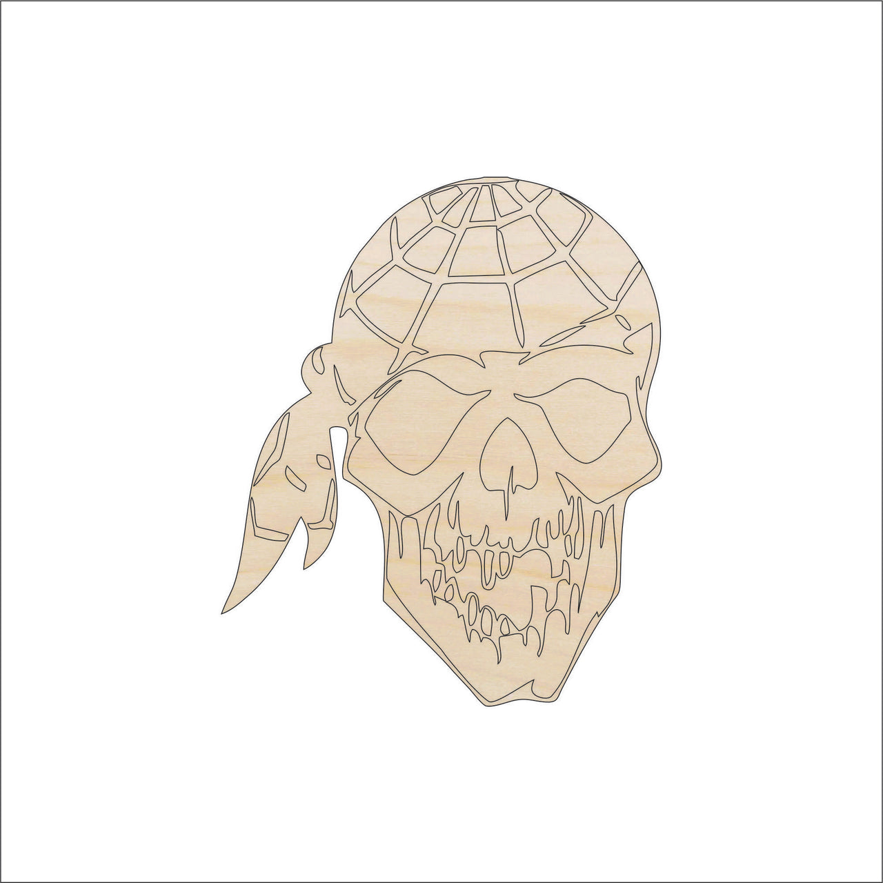Pirate Skull Wood Craft Shape - Laser Cut Baltic Birch Unfinished DIY Wood Art Supplies SKL14 - The Wood Shape Store