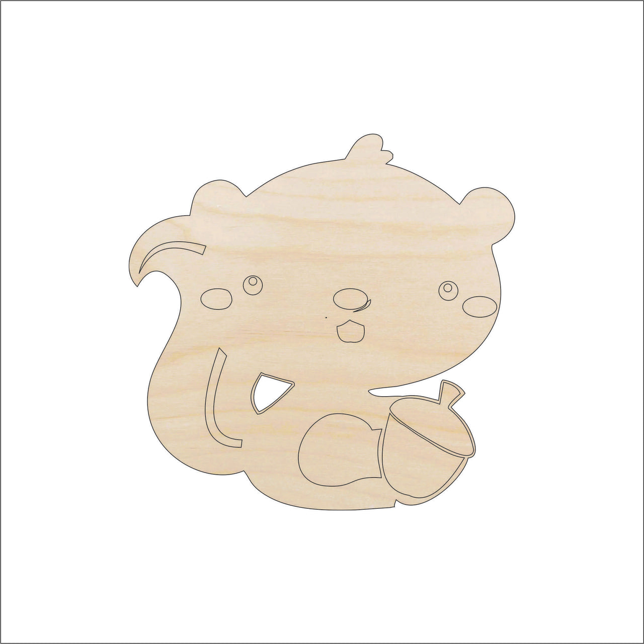 Cute Squirrel Wood Craft Shape – Laser Cut Baltic Birch Unfinished DIY Wood Art Supplies ANML21 - The Wood Shape Store