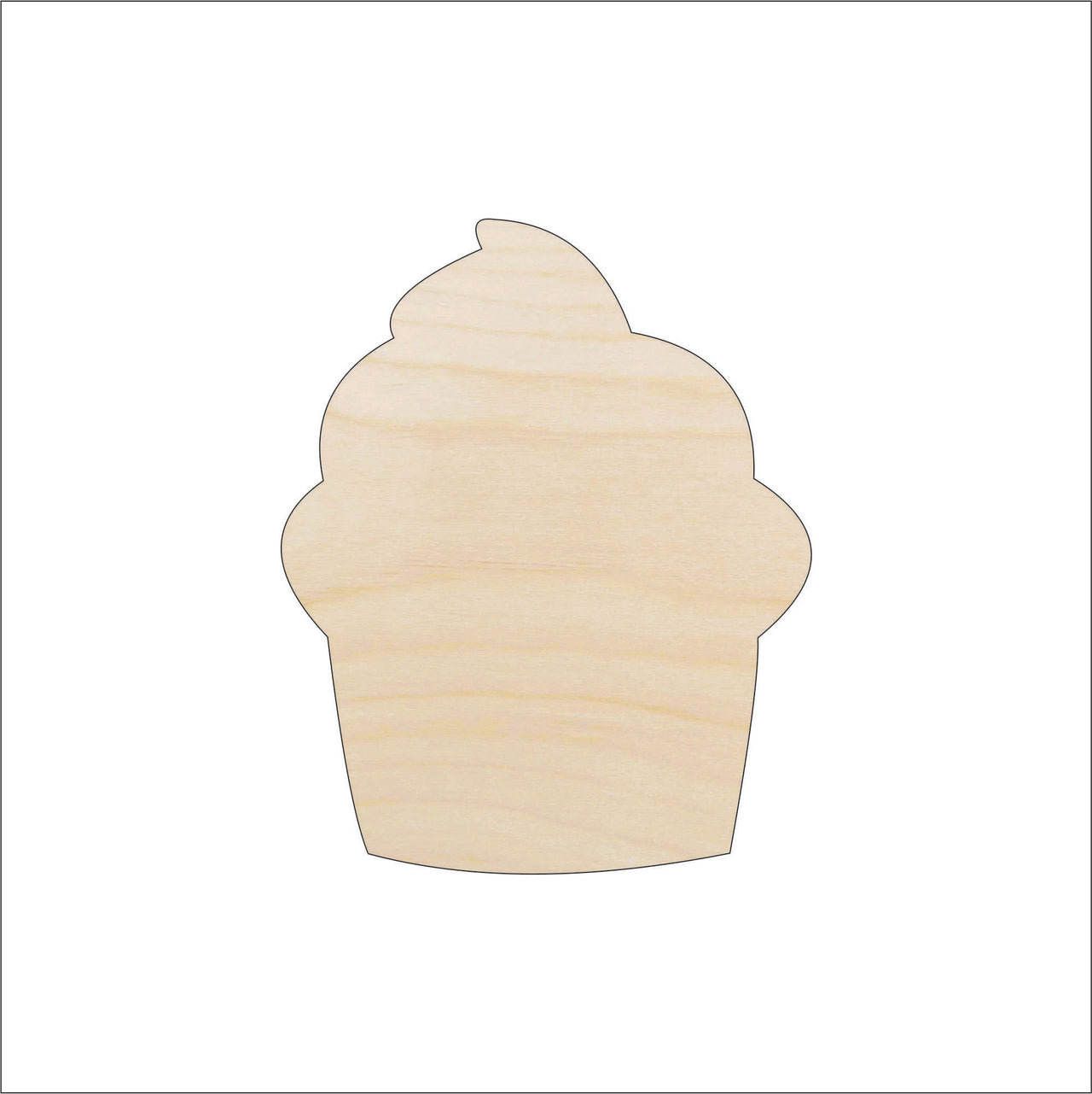 Cupcake Wood Craft Shape - Laser Cut Baltic Birch Unfinished DIY Wood Art Supplies FOD182 - The Wood Shape Store