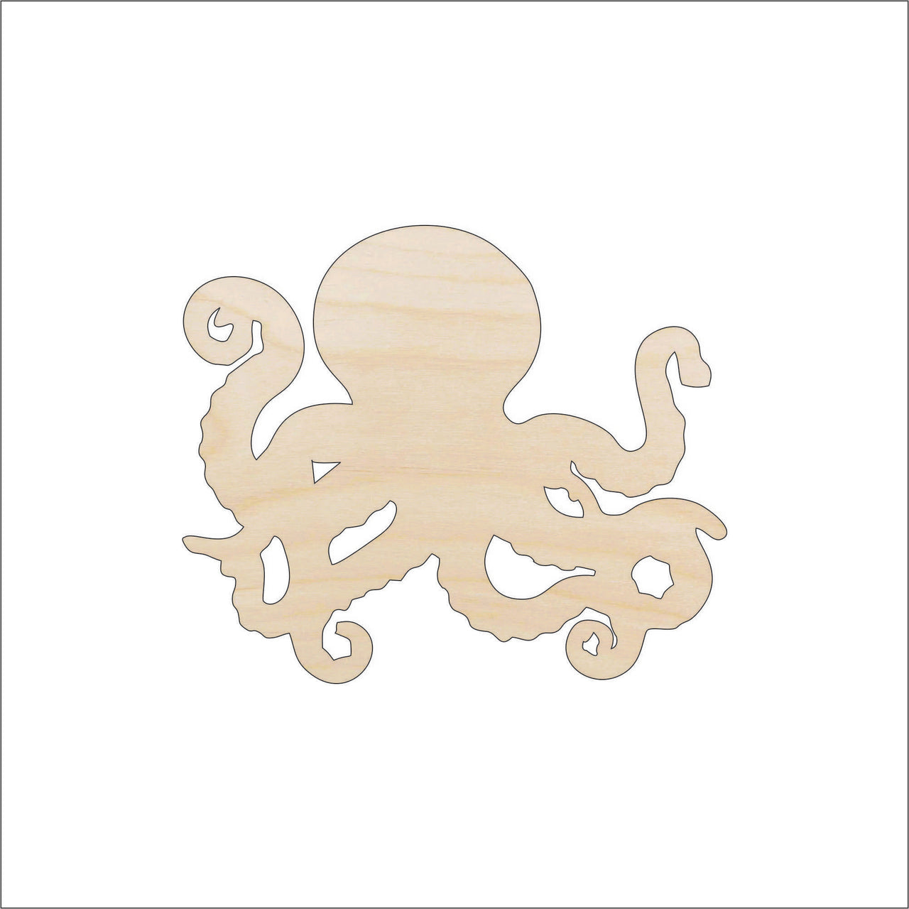 Octopus Wood Craft Shape - Laser Cut Baltic Birch Unfinished DIY Wood Art Supplies SEA5 - The Wood Shape Store