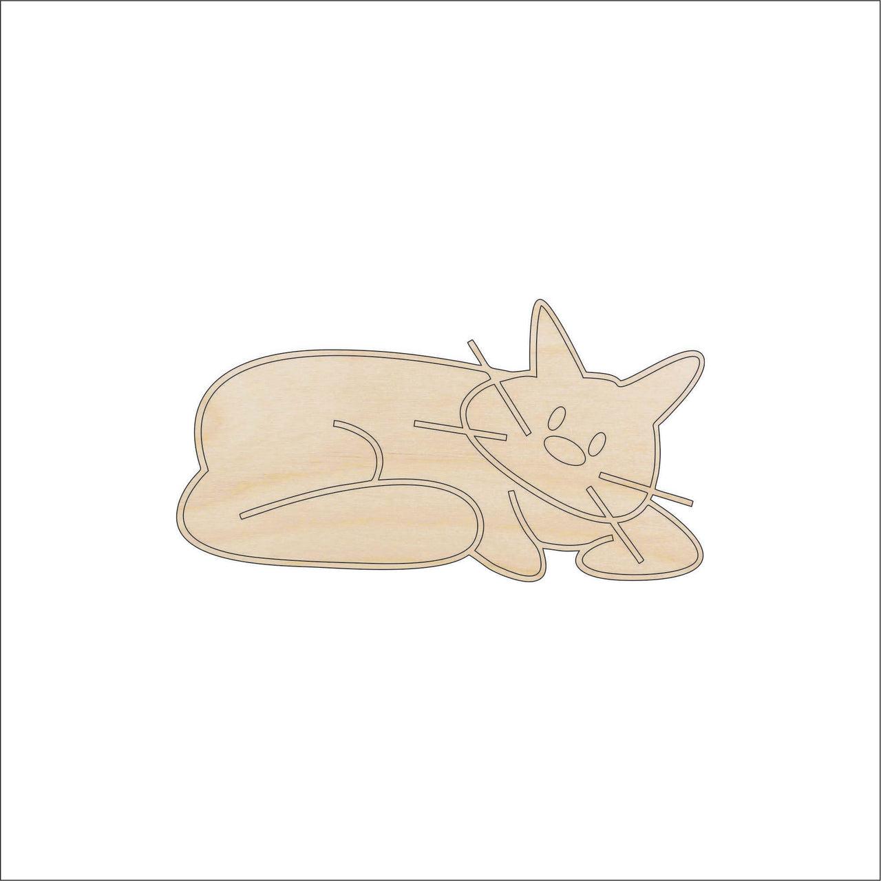 Cat Wood Craft Shape - Laser Cut Baltic Birch Unfinished DIY Wood Art Supplies CAT55 - The Wood Shape Store