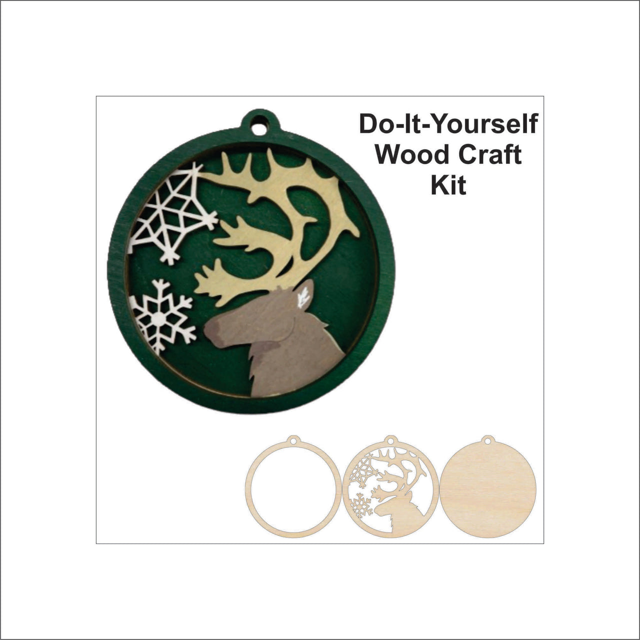 Deer 3D Laser Cut Ornament – Baltic Birch Wood Craft Supplies | DIY Wood Ornament Kit AN3 - The Wood Shape Store