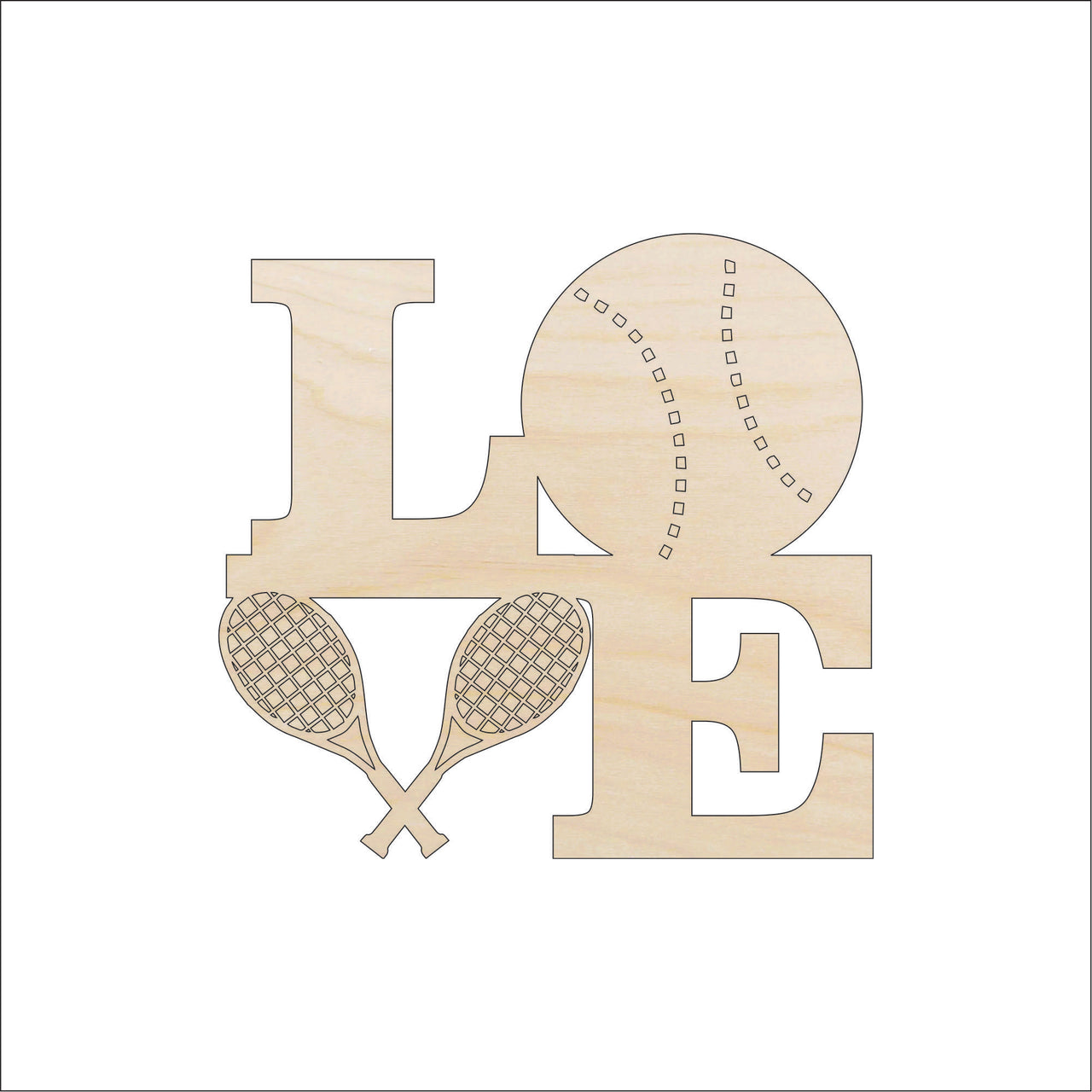 Tennis Word Wood Craft Shape - Laser Cut Baltic Birch Unfinished DIY Wood Art Supplies SPT609 - The Wood Shape Store