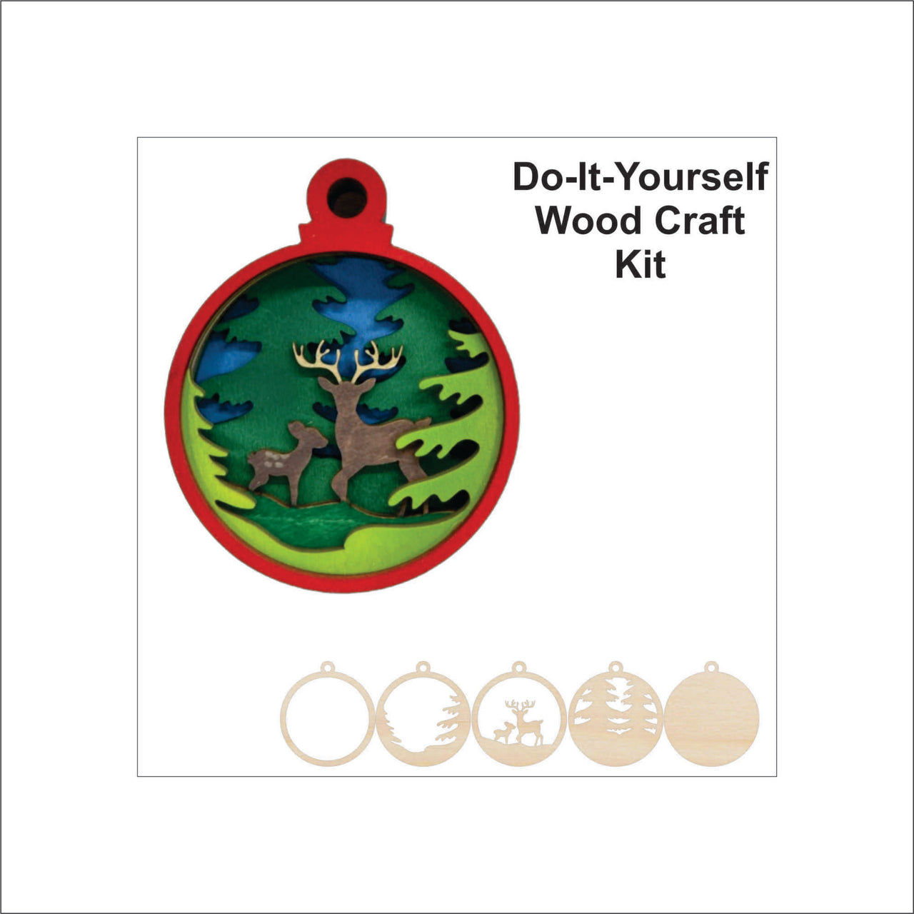 Deer 3D Laser Cut Ornament – Baltic Birch Wood Craft Supplies | DIY Wood Ornament Kit AN15 - The Wood Shape Store