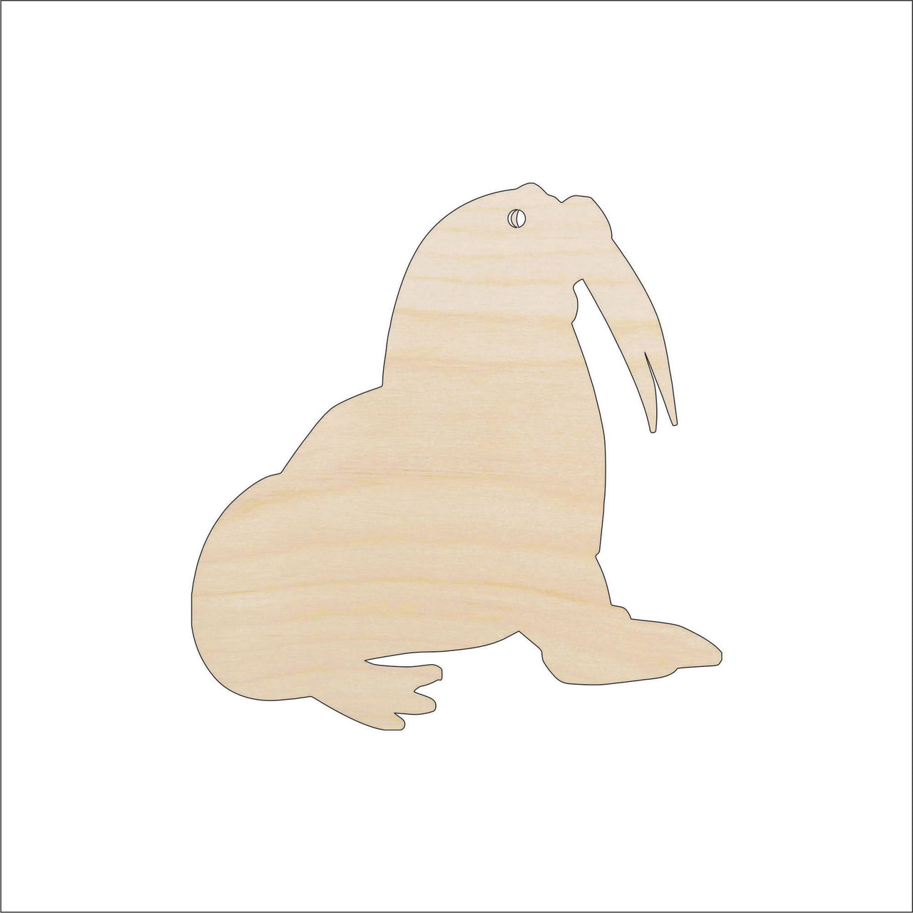 Walrus Wood Craft Shape – Laser Cut Baltic Birch Unfinished DIY Wood Art Supplies ANML63 - The Wood Shape Store