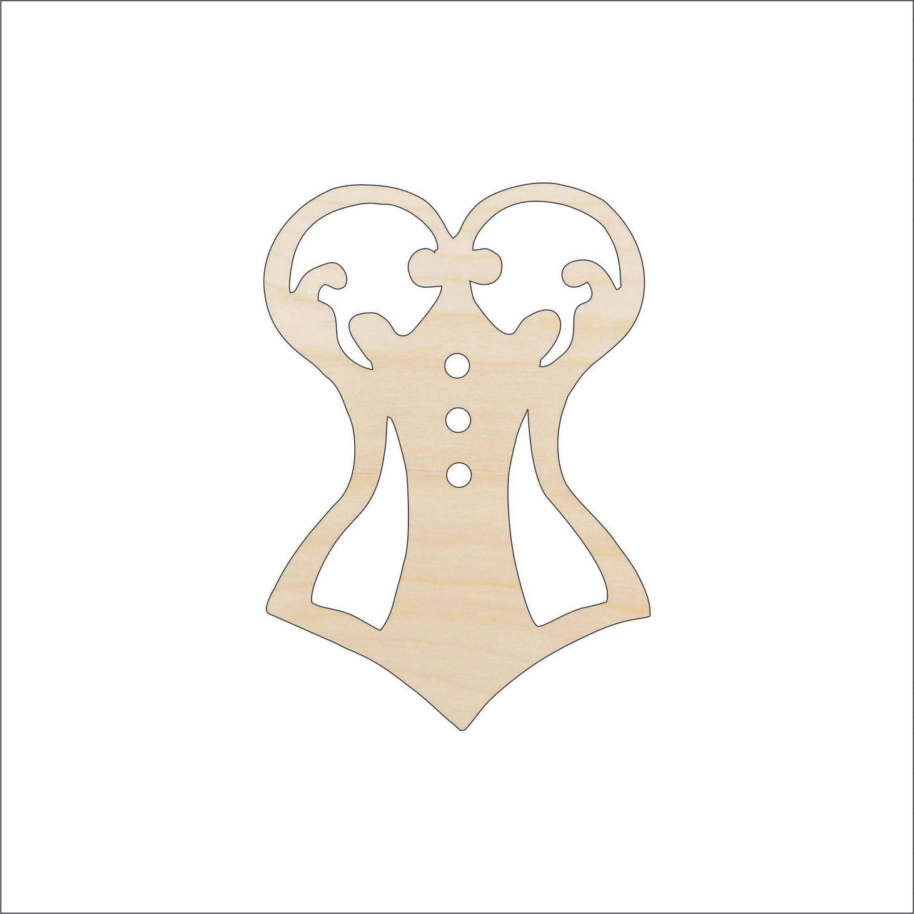 Corset Wood Craft Shape - Laser Cut Baltic Birch Unfinished DIY Wood Art Supplies CLT48 - The Wood Shape Store