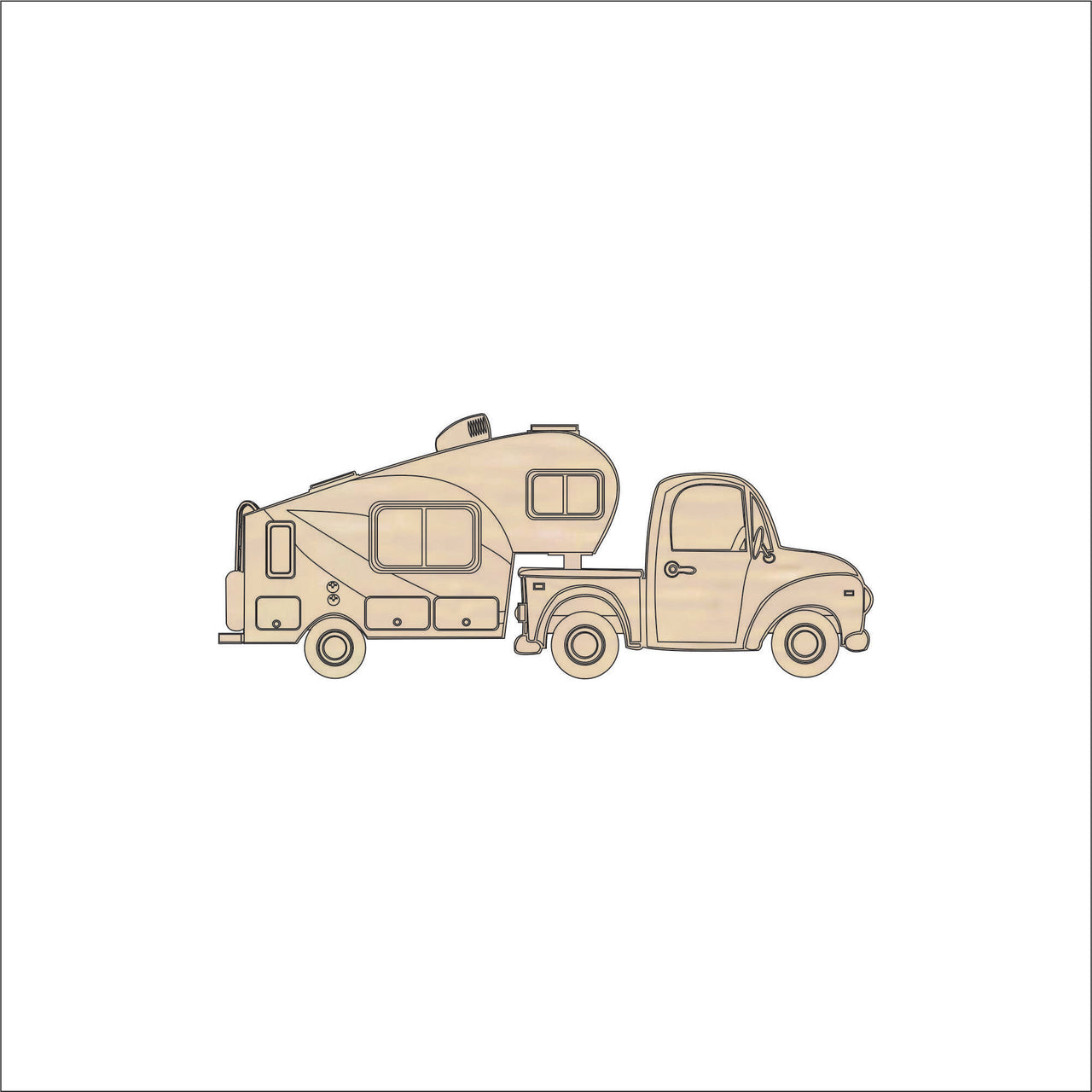 Camper Wood Craft Shape - Laser Cut Baltic Birch Unfinished DIY Wood Art Supplies CAR129 - The Wood Shape Store