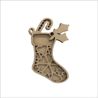 Stocking 3D Laser Cut Ornament – Baltic Birch Wood Craft Supplies | DIY Wood Ornament Kit XM42 - The Wood Shape Store