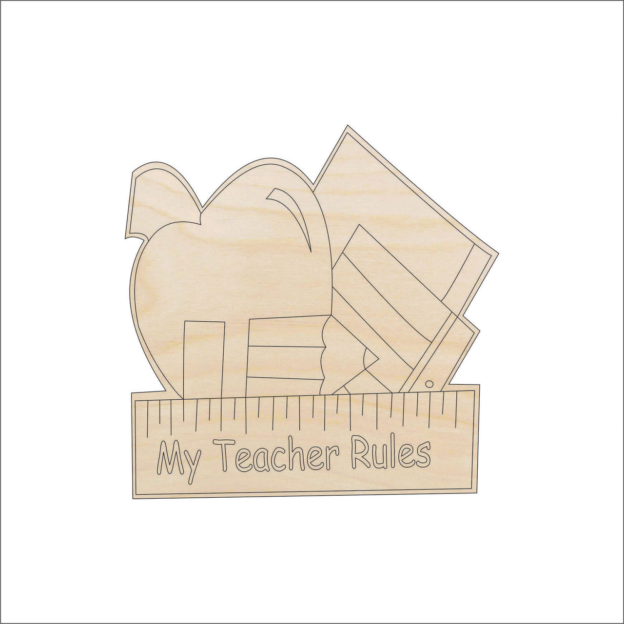Teacher Wood Craft Shape - Laser Cut Baltic Birch Unfinished DIY Wood Art Supplies SCL24 - The Wood Shape Store