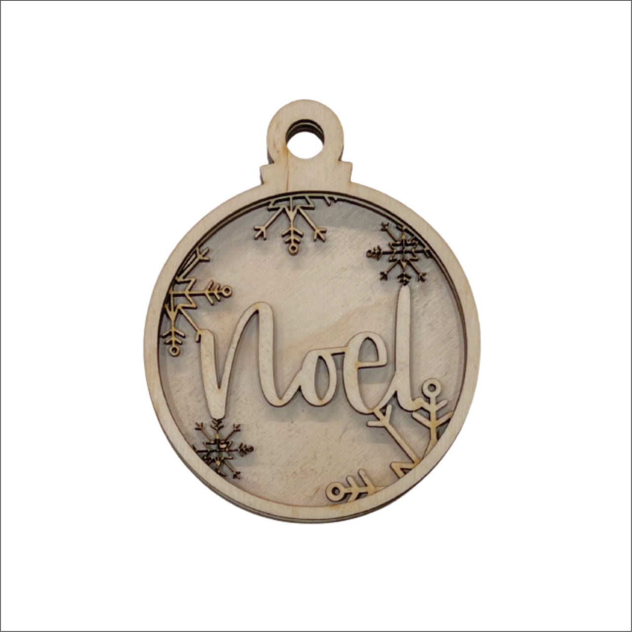 Noel 3D Laser Cut Ornament – Baltic Birch Wood Craft Supplies | DIY Wood Ornament Kit RE6 - The Wood Shape Store