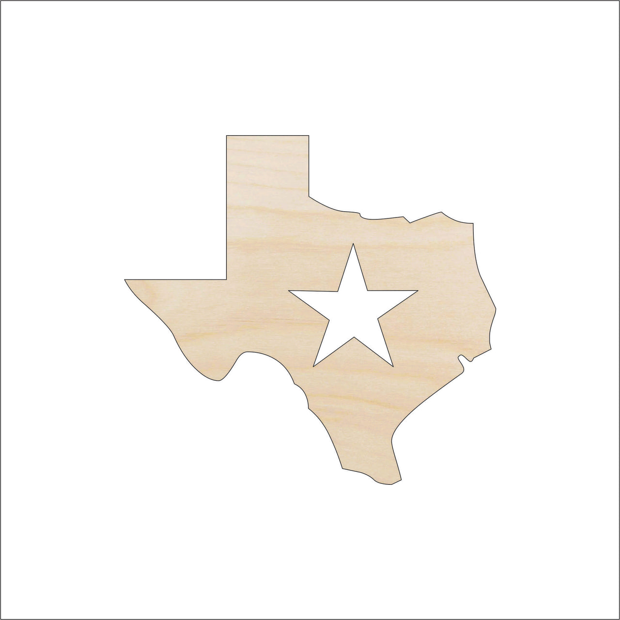 Texas Wood Craft Shape - Laser Cut Baltic Birch Unfinished DIY Wood Art Supplies STAT107 - The Wood Shape Store