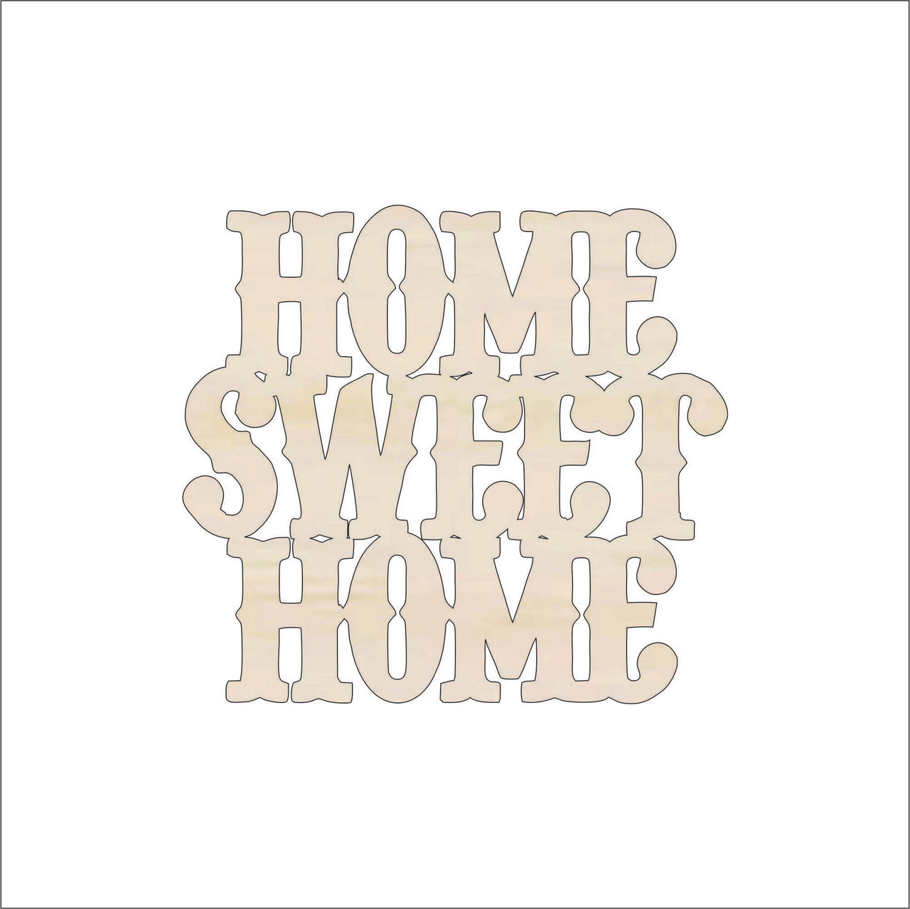 Home Sweet Home Wood Craft Shape – Laser Cut Baltic Birch Unfinished DIY Wood Art Supplies WRD7 - The Wood Shape Store