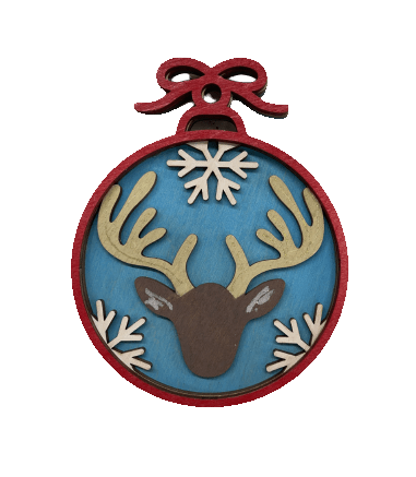 Deer 3D Laser Cut Ornament – Baltic Birch Wood Craft Supplies | DIY Wood Ornament Kit AN11 - The Wood Shape Store