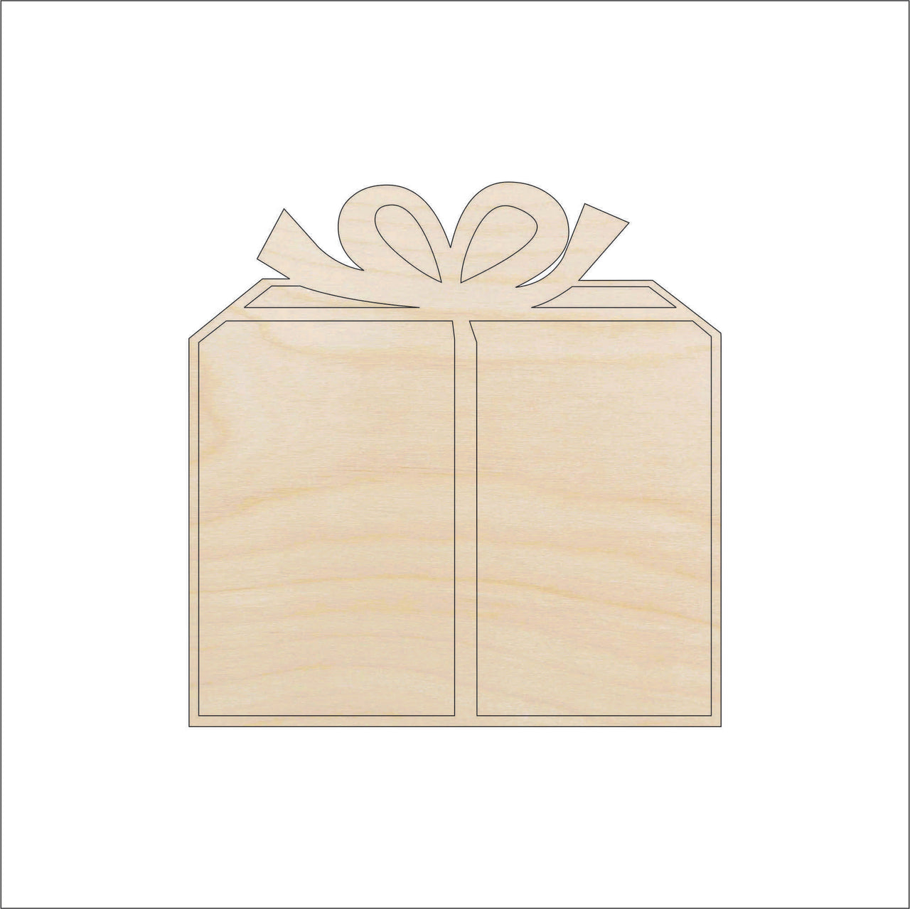 Present Wood Craft Shape - Laser Cut Baltic Birch Unfinished DIY Wood Art Supplies XTR27 - The Wood Shape Store