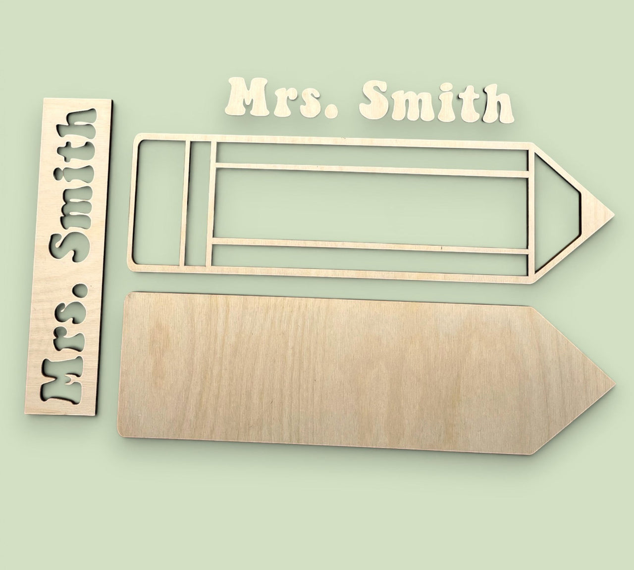 Personalized Teacher Pencil Name Sign DIY Kit - CST02 - The Wood Shape Store