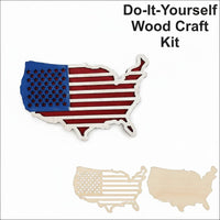 US Flag 3D Laser Cut Ornament – Baltic Birch Wood Craft Supplies | DIY Kit US103 - The Wood Shape Store