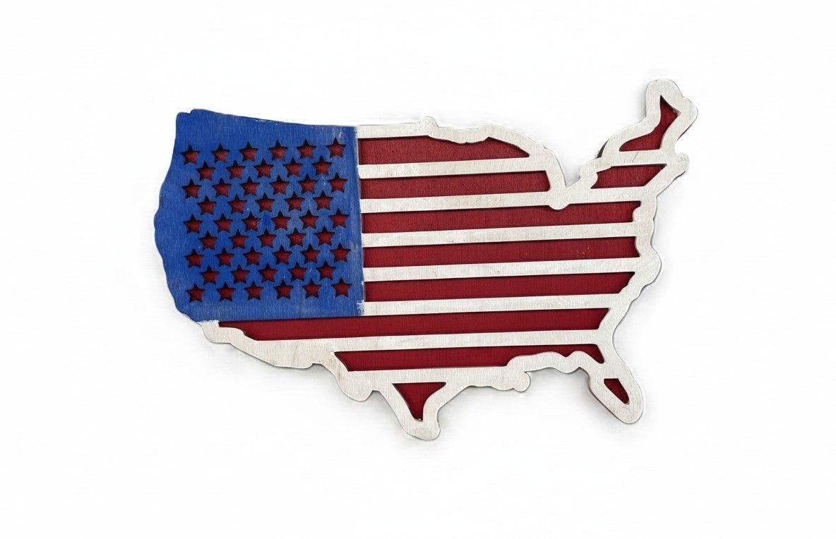 US Flag 3D Laser Cut Ornament – Baltic Birch Wood Craft Supplies | DIY Kit US103 - The Wood Shape Store