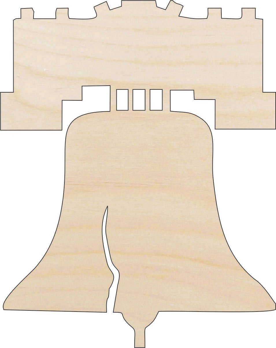 Liberty Bell Wood Craft Shape – Laser Cut Baltic Birch Unfinished DIY Art Supplies 4TH12 - The Wood Shape Store