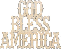 God Bless America Wood Craft Shape – Laser Cut Baltic Birch Unfinished DIY Art Supplies 4TH18 - The Wood Shape Store