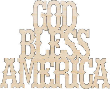Word God Bless America - Laser Cut Out Unfinished Wood Craft Shape 4TH18 Word God Bless America - Laser Cut Out Unfinished Wood Craft Shape 4TH18