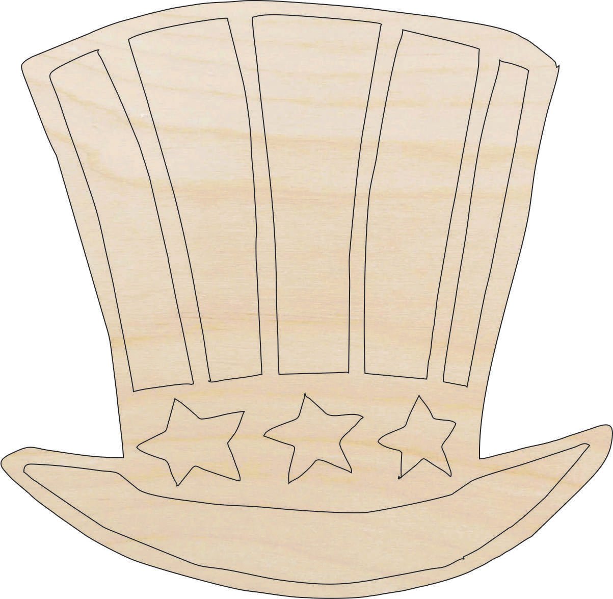 Uncle Sam's Hat Wood Craft Shape – Laser Cut Baltic Birch Unfinished DIY Art Supplies 4TH7 - The Wood Shape Store