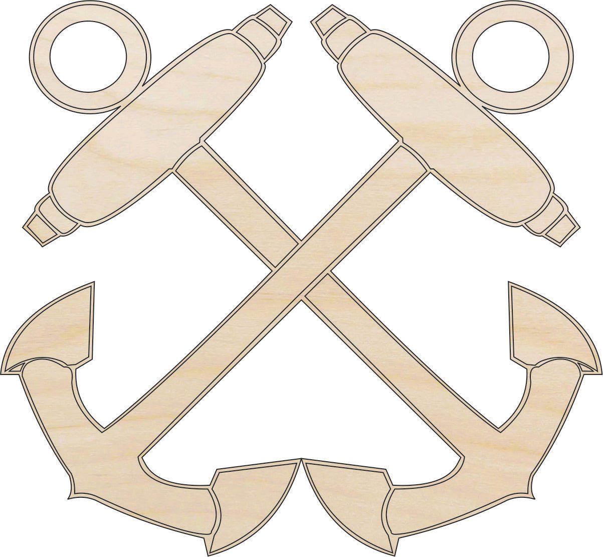 Anchor Wood Craft Shape – Laser Cut Baltic Birch Unfinished DIY Wood Art Supplies ANC15 - The Wood Shape Store