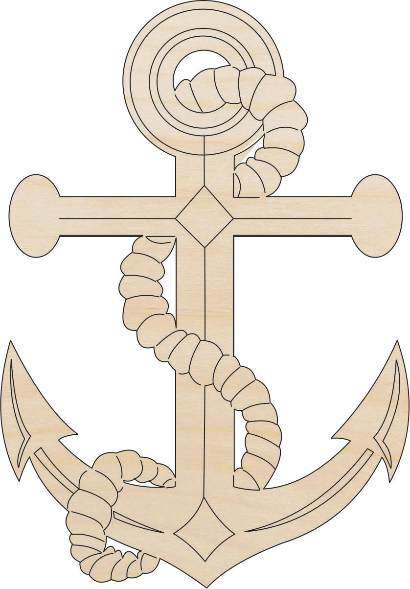 Anchor - Laser Cut Out Unfinished Wood Craft Shape ANC17 Anchor - Laser Cut Out Unfinished Wood Craft Shape ANC17