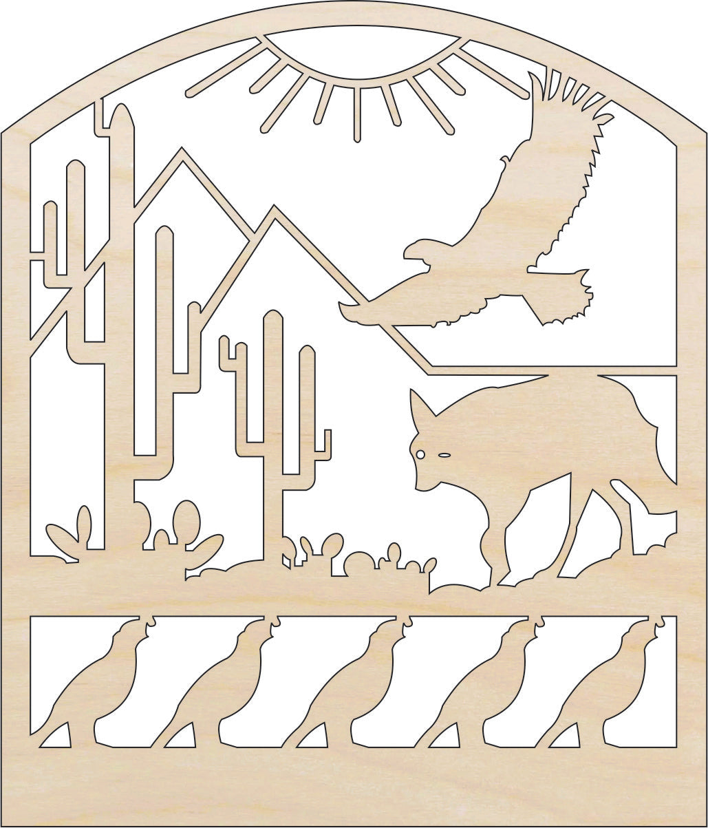 Scene Desert - Laser Cut Out Unfinished Wood Craft Shape ANML102 Scene Desert - Laser Cut Out Unfinished Wood Craft Shape ANML102