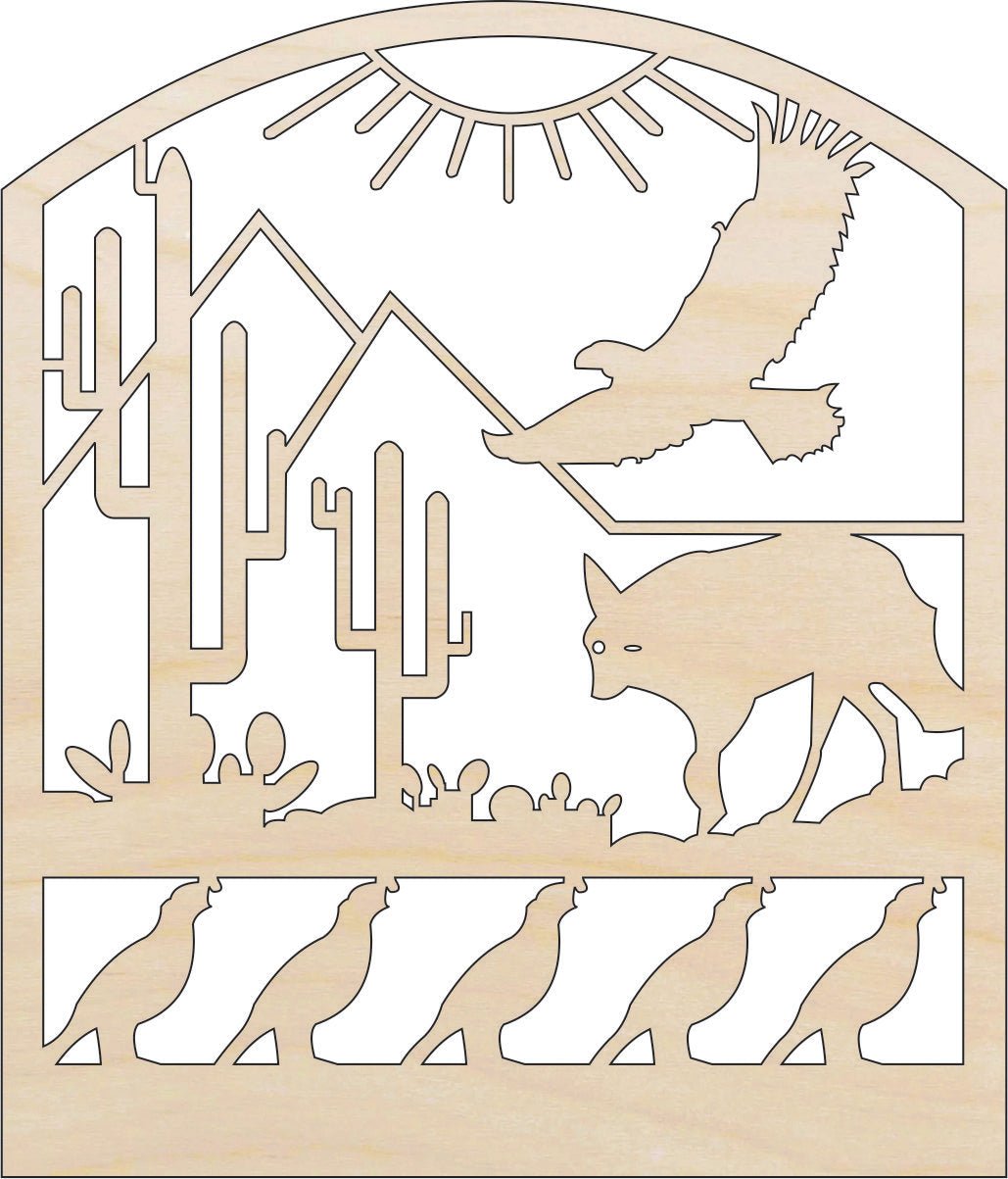Desert Scene Wood Craft Shape – Laser Cut Baltic Birch Unfinished DIY Wood Art Supplies ANML102 - The Wood Shape Store